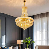 Luxury Empire Gold Crystal Chandelier Ceiling Light, Round Crystal Pendant Lamp with 3 Color V767-LT-X168-Y40