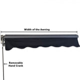 2.92m Black Fabric/Dark Grey Frame Manual Retractable Folding Arm Awning V410-RETBL2920
