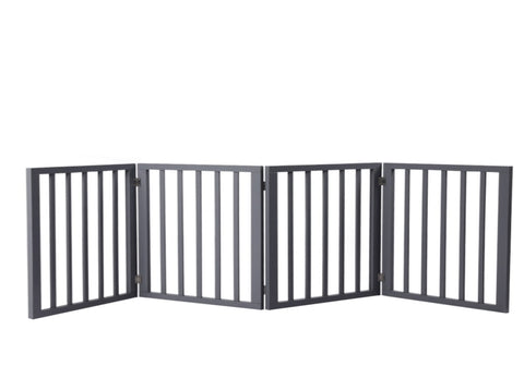 Wooden Pet Gate Dog Fence Retractable Grey 600x 3MM PT1060-4-GY_NZ