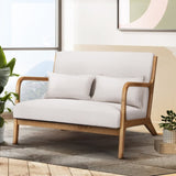 Artiss Armchair Lounge Chair Accent Armchairs Couch Sofa Loveseat Beige Wood UPHO-C-ARM-01-2S-BG