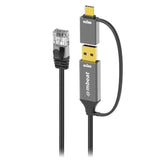 mbeat Tough Link 3m USB & USB-C to RJ45 Ethernet Cable - Space Grey V1202-V2-CBMB-MB-XCB-UCN30