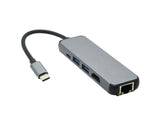 5 in 1 Type C to 4K HDMI-compatible USB 3.0 Charging Hub Adapter Converter for MacBook Pro Silver V1263-JX-1051