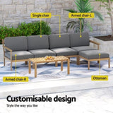 Gardeon 5-Seater Outdoor Sofa Set Wooden Lounge Setting 6PCS ODF-B-SOFA01-TK-ABCDEF
