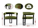 Artiss Dining Chairs Set of 6 Velvet Upholstered Barrel Chairs with Curved Armrests & Back Green UPHO-C-DIN-2553-GNX6