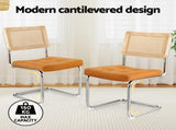 Artiss Dining Chairs Set of 2 PU Leather Rattan Cantilever Brown UPHO-C-DIN-2504-BRX2