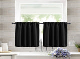 2 Pack Blackout Kitchen Curtains Black, 132 x 46 cm V1188-MS-604-006-4