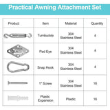 M6 Shade Sail Fixing Kit, Stainless Steel Sun Shade Sail Fixing Kit For Triangle And Square, V1188-MS-227-2774
