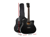 Alpha 41 Inch Acoustic Guitar Equaliser Electric Output Cutaway w/ Stand Black GUITAR-D-41-EQ-BK-CAPO