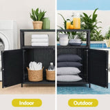 Gardeon Outdoor Storage Cabinet Box Garage Wicker Shed Tools Shelf Chest Garden OSC-CABI-RAT0519-BK