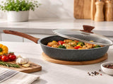 28cm PFOA Free Non-Stick Saute Pan with Lid, Marble-Effect Non-Stick Coating, Induction Compatible, V1181-CV0053-NEW