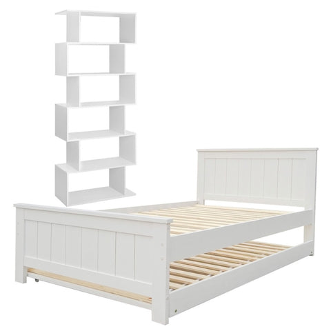 Artiss Bed Frame King Single and Bookshelf WBED-03KS-FURNI-DIS-AB