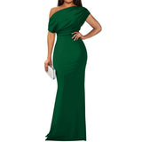 Women'S Off Shoulder Elegant Sleeveless Bodycon Long Formal Party Evening Dress Blue XXL V1192-AZ-W-20801