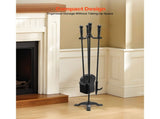 Fireplace Tool Set, 4 PCS Fire Tool Set and Holder with Three-Prong Stand, Ash Shovel, Brush, Fire V952-BLGJTJ4JTSZGOB6QI001V0