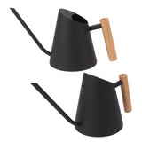 Watering Can with Long Spout Rustproof Stainless Steel Watering Pot with Wooden Handle for Garden V1294-YM0703-3111230098012