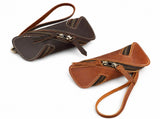 2pcs Retro Genuine Leather Key Pouch - 12.5cm x 5cm - Dual Zipper, Wrist V888-ELOSUNG56072-3