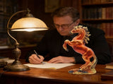 Auspicious Fire Horse Figurine, Standing Stallion Statue, Hand-Polished Mirror Finish, Home and V1192-AZ-W-24355