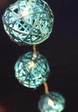 1 Set of 20 LED Turquoise 5cm Rattan Cane Ball Battery Powered String Lights Christmas Gift Home V382-TURQRATTBALLBATT20