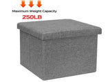 Folding Storage Ottoman Cube, Linen Small Foot Seat, Organizers for Living Room, Bedroom, Home V1192-AZ-W-31008