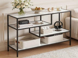 Artiss Console Table Entryway Hallway Marble Effect 4-Tier Storage Shelves White FUR-AC-CST-01-MBWH