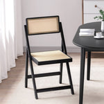 Artiss Dining Chair Wooden Rattan Foldable Black UPHO-C-DIN-01-RAT-BK