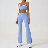 Pink Flared Leggings & Sports Bra Set - Breathable & Stretchy Activewear for Yoga, Running & Gym V888-ELOSUNG20094