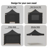 Wallaroo 3x3 PopUp Black Gazebo Marquee Outdoor Tent Weatherproof GAZ-POP-3X3-BK
