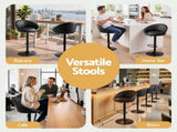 Artiss Bar Stool X2 Gas Lift Adjustable Rounded Shell Backrest PU Leather Black BA-TW-W1061-BKX2