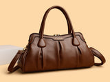 Brown Women's Premium Wear-Resistant Leather Shoulder Bag - Vintage Frame Kiss-Lock Handbag & V888-ELOSUNG42969