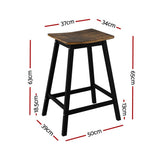 Artiss Bar Stools Set of 2 Kitchen Counter Stools Wooden Industrial Rustic Brown FUR-S-BAR-CHR-01-BRX2