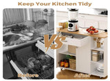 Kitchen Island Cart on Wheels with Charging Station, White, 83x38x82cm LSB-59306