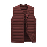 L Wine Red Men's Lightweight Quilted Puffer Vest - Ideal Sleeveless Jacket for Winter Layering V888-ELOSUNG33585