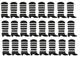 24x Womens Leg Warmers Disco Winter Knit Dance Party Crochet Legging Socks Costume - Black/White V563-BR-24LEGWARMS-BLKWHTSTR