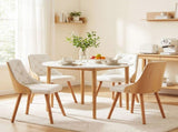 Artiss Dining Table and Chairs Set 5PCS Round 4 PU Leather Seater Dining Set White DSET-TAB01-2004PU-WHX4