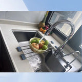 Expandable Kitchen Sink Caddy with Durable ABS and Stainless Steel Construction, Adjustable Length V1341-ZY-6RUXR2PE-BLACK3PCS