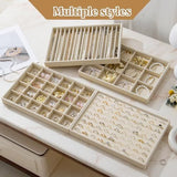 Large Velvet Jewelry Tray Display Drawer Inserts 2 Pack Stackable Jewelry Organizer for Earring V1107-107-83531-GRY-RING81SLOTS
