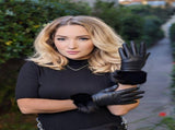 Dents Womens Maria Sheepskin Leather Faux Fur Cuff Gloves - Black V563-77-0019-BLK-L