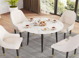 High-End Marble Round Kitchen Dining Table Sintered Stone Restaurant Table 80 x 80 cm V767-JJ-XZ916-WT