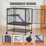 VEVOR 39" Metal Small Animal Cage 2-Tier Rolling Ferret Cage with Tray A Ramp V952-JSXDL362439IF6COGV0