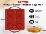 Silicone Muffin Top Pan & Metal Frame Round Egg Baking Pan V1258-DP02-C-28