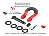 Gift Box Set of Orange 3/4" D-Ring Tow Shackle - Carbon Steel Bow Shackle with Nut & Cotter V888-ELOSUNG55594