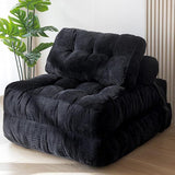 Convertible Folding Sofa Bed with Pumpkin Design, Corduroy Fabric, 3D Tufted Backrest, and V1341-ZY-4R2LKY7H-BLACK