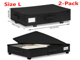 2-Pack -L- Under-Bed Storage Bins with Wheels, Foldable Flat Fabric Storage Containers for Clothes V1265-AU-461-L-BLACK-2