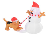 3.6ft Inflatable Snowman with Bite Dog White LED Lights Garden Yard Decorations IP44 Water Resistant V1294-YM0901-3115240075411
