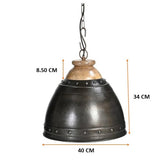 WASHED IRON AND WOOD LAMPSHADE V742-M10846