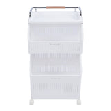 Rolling Storage Cart Multifunction Utility Rolling Storage Organizer Folding Laundry Basket with 4 V1294-YM0901-3117240250911