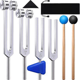 Tuning Forks Set 4 Pack 128Hz 256Hz 512Hz 528Hz with Hammer for Sound Healing Vibration Therapy V1188-TSQQ-13103-1