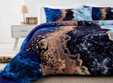 Blue Marble Comforter Set, King Size, Retro Watercolor 3-Piece Bedding Collection V745-MAB010370AJ3