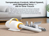 Smart Pet Grooming Dryer with Adjustable Speed Temperature Replaceable Nozzles for Quick Drying V1341-ZY-84M2XW99-A