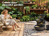 Gardeon Solar Fountain Water Feature 5-Tier Cascading Bowl Grey 51cm FOUNT-A-BOWL-5LVL-GY