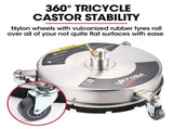 Jet-USA 15" Stainless Steel Pressure Washer Surface Cleaner, 1/4" Fitting, For Concrete Driveway V219-PRWCLNJT15SA